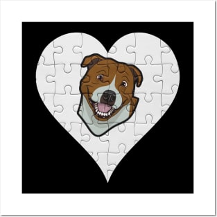 Staffordshire Bull Terrier Heart Jigsaw Pieces Design - Gift for Staffordshire Bull Terrier Lovers Posters and Art